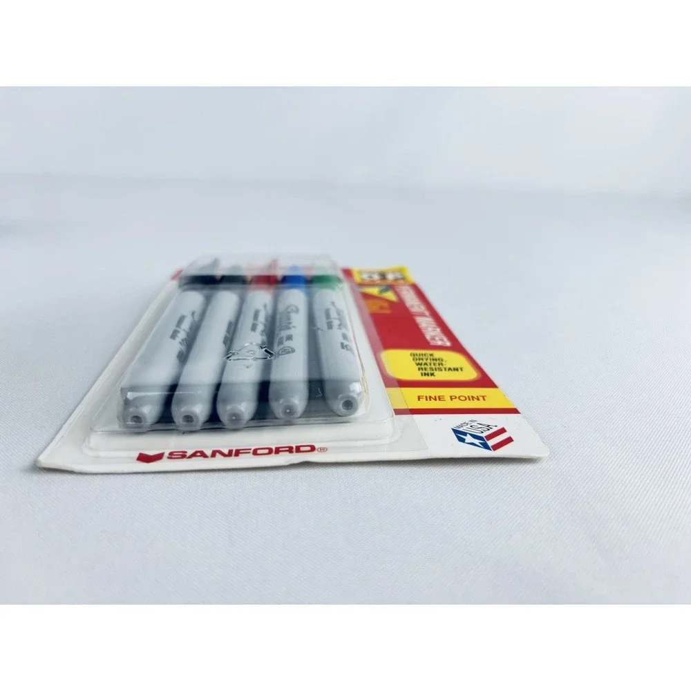 Vintage NOS 1994 5 Count Fine Point Sharpie Sanford Permanent Marker Colors
